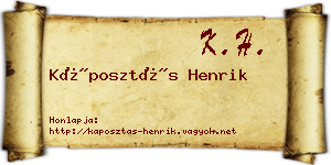 Káposztás Henrik névjegykártya